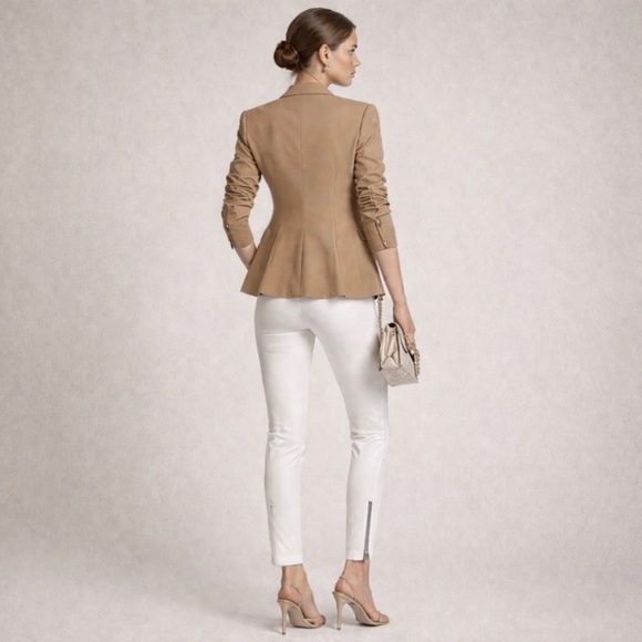 Veronica Beard Tailored White Ankle Zip Skinny Pants Size 2 - Picture 5 of 10